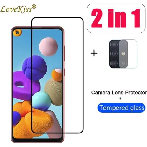Glass Film For Samsung Galaxy A02 A02S A21 A21S A12 A31 A32 A51 A52 M21 M31 M51 S20 FE Full Cover Screen Camera Lens Protector