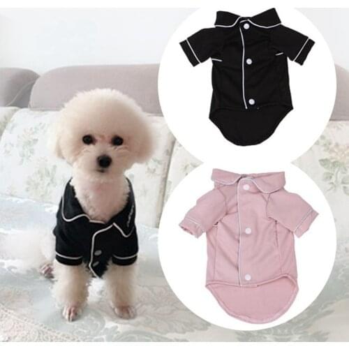 Pet Dog Comfortable Breathable Clothes Dog Fashion Solid Color Polyester Made French Style Pajamas DC713