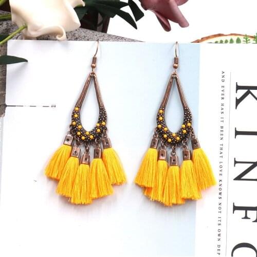 Explosions Long Female Drop-shaped Multilayer Tassel Earrings