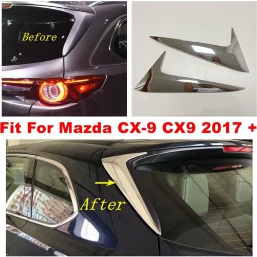 Rear Tail Triangle Window Spoiler Wing Cover Trim Panel Car Covers Fit For Mazda CX-9 CX9 2017 2018 2019 2020 ABS Chrome Shiny