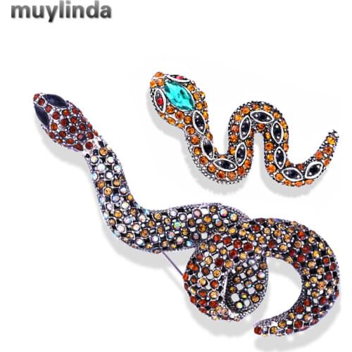 Muylinda Snake Rhinestone Brooch Vintage Crystal Animal Man Brooches Jewelry Women Luxury Banquet Broche Accessories