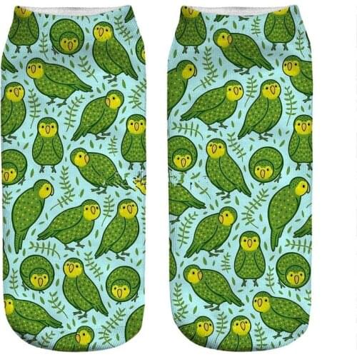 2021 Womens socks kawaii green Kakapo bird Printed Socks Woman harajuku Happy Funny Novelty cute girl gift Socks for women