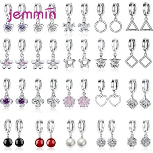 S925 Sterling Silver Earrings Pendientes for Woman Girl Birthday Christmas Gift Rhinestone Crystal Cubic Zircon Handmade Jewelry
