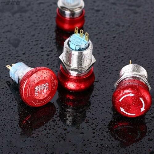 16/19/22mm stainless steel Emergency stop switch Push Button Switch latching 1NO1NC 2NO2NC Car button pin terminal 22JT/L.S.2K2B