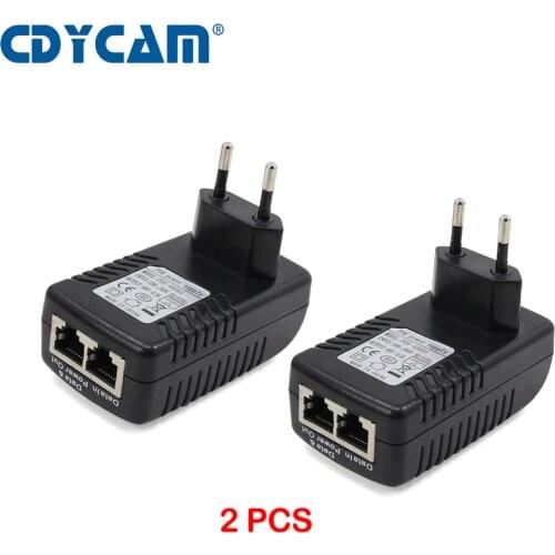 2PCS POE Injector 48V 0.5A POE Power Adapter Injector For IP Video Surveillance Camera 802.3af EU/US/AU Plug