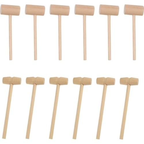 20Pcs Mini Wooden Cake Hammers Solid Mallet Pounding Toys Creative Gavel Toys