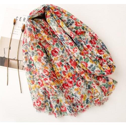 2021 Fashion Newest Floral Printed Pattern Cotton Viscose Scarf Shawls Wraps 10pcs/lot