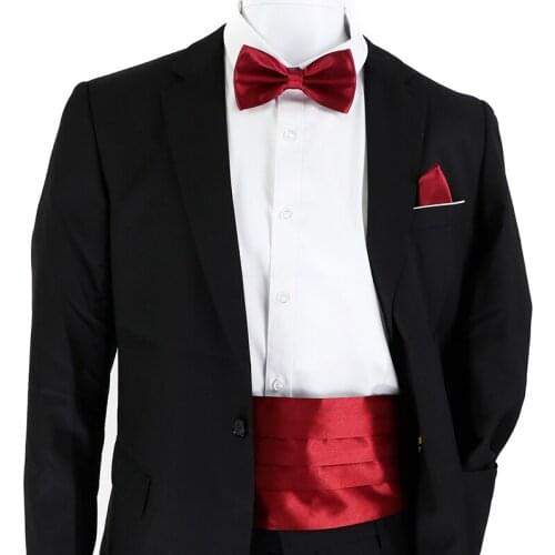 23 Colors Solid Polyester Men Waist Seal Hankie Cravat Set Red Blue Pink Handkerchief Bowtie Suit Formal Banquet Gift Accessory