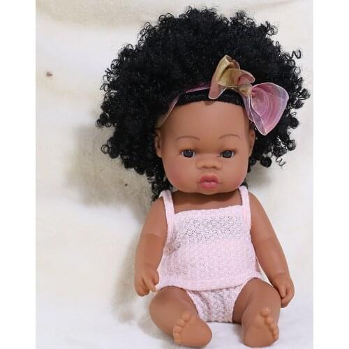 35cm Black Reborn Bebe Dolls Waterproof Silicone African Reborn Baby Dolls Lifelike Real Baby Play House Dolls Kids Toy Doll