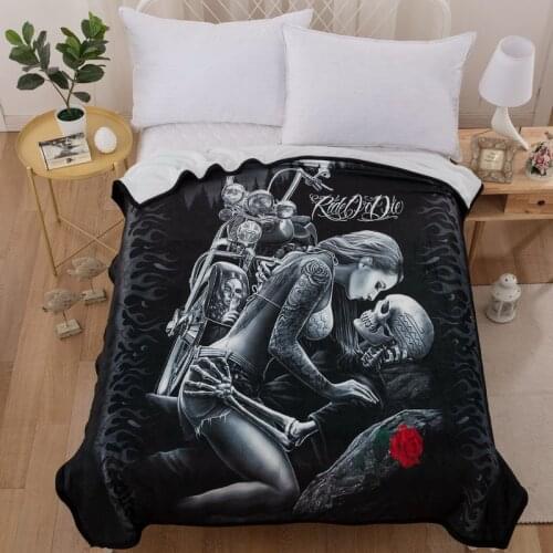 3d Beauty Skull Rose for Beds Thin Quilt Fashionable Bedspread 150x200cm Fleece Throw Blanket