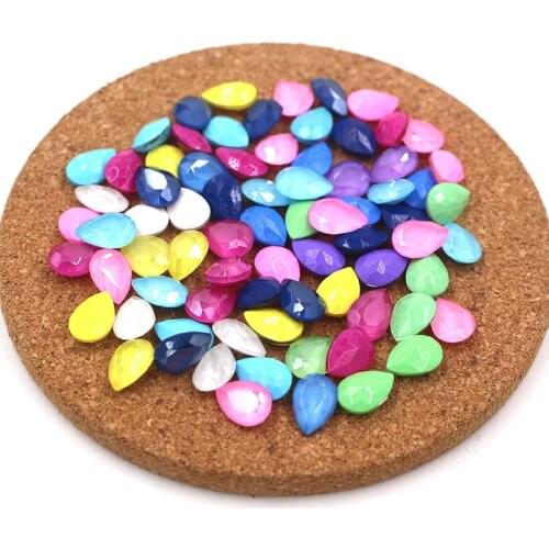 50pcs/bag DIY nail 6x8mmmm/7x10mm Drop shape Mocha pointback glass crystal nail art rhinestones for nail decorations