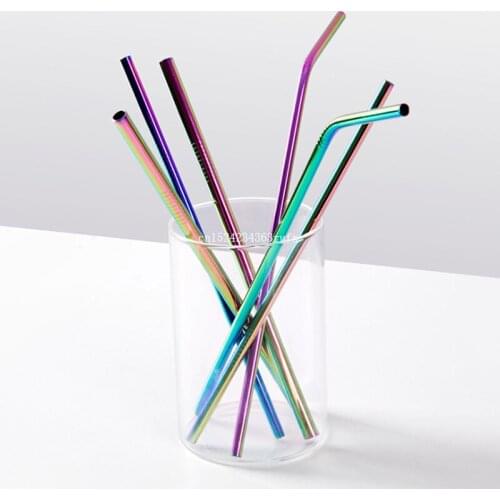 500pcs Reusable Colorful Black Drinking Straws Eco-Friendly Bent and Straight Drinks Straws Stainless Steel Drinking Straw