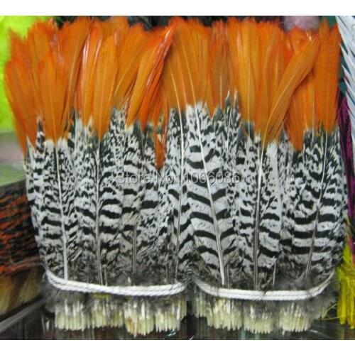 Free shipping manufacturers selling 100pcs 25-30cm 10-12 inch red copper chicken feathers pheasant feathers /jewelry accessories