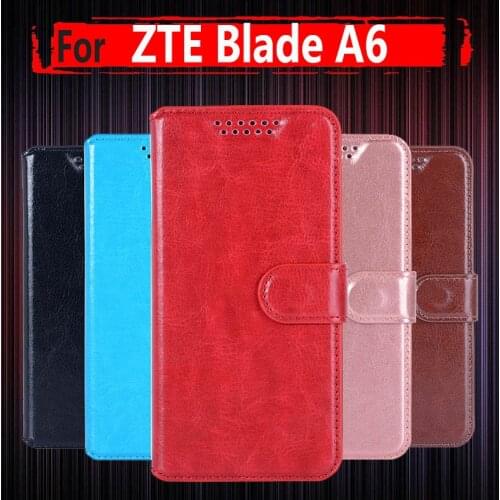 For ZTE Blade A6 Cases For Coque ZTE A6 Cover BA6 Flip Leather Wallet Luxury Protector Kickstand Shockproof Black 5.2"