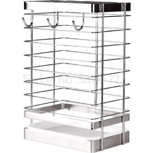 304 stainless steel knife holder knife holder household kitchen knife scissors storage with hook drain rack