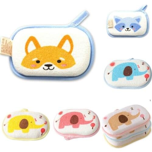 Kids Bath Brushes Towel Accessories Newborn Baby Kids Cute Cotton Shower Bath Sponge Rub Cartoon Body Wash Towel Infant Toddle