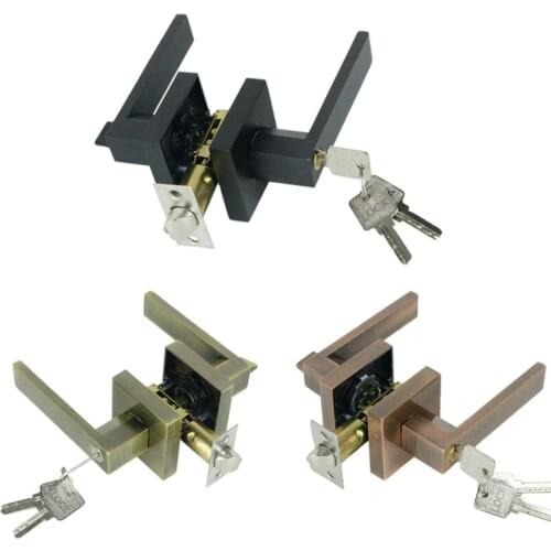 Hot XD-Door Handle Door Handle Lock Square Channel Privacy Mask Interior Bedroom Room Bathroom Three-Bar Spherical Lock