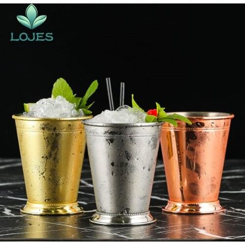 304 Stainless steel Mint Julep Cup Stainless Steel Cocktail Mug Cup Mixed Drinks Cup Martini Mojito Drink Bar Party Beer Cup Mug