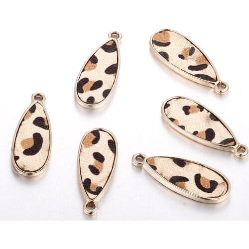 10pcs Zinc alloy Leopard pattern water drop shape charms Square pendants For Jewelry Making Diy Necklaces Bracelets Accessories