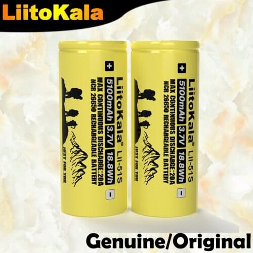 1-12PCS Liitokala Lii-51S 26650 3.7V 20A rechargeable battery, 26650A 5100mA Power lithium batteries Suitable for flashlight