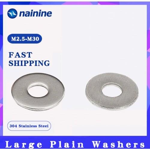 [M2.5 M3 M3.5 M4 M5 M6 M8 M10 M12 GB96 304/A2-70 Stainless Steel Large Size Flat Washer DIN9021