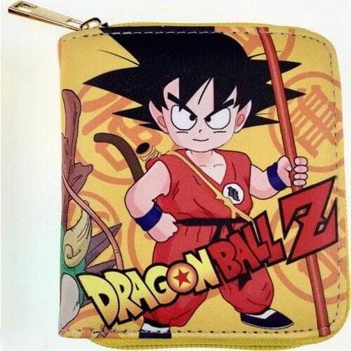 Anime Mini Wallets Japanese Cartoon Movies Goku Leather Purse Zipper Coin Pocket Pouch Gift Young Women Men Wallet