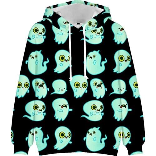 Fashion 2021 New Lovely Ghost Hoodie Casual Sweatshirt Kids Hooded Harajuku 3D Pattern Boys/girls Pullover Ghost Cl Kids Clothes