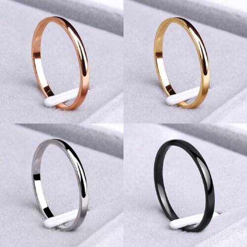 Fashion Simple Thin Stackable Ring 2mm Wide Women Rings Stainless Steel Rings for Women Men stainless Steel Jewelry