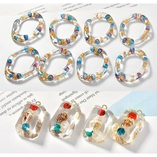 Fashion geometric shape Conch pearl decoration resin charms diy jewelry necklace/earrings for women pendant accessory