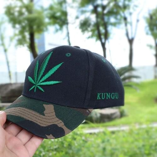 Mens Adjustable Black Cap Hat With Green Leaf Design 100% Cotton Hat for Mens Womens Outdoor Baseball Hat