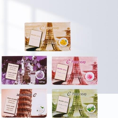 15PCS/Box Paper Cleaning Soaps Portable Hand Wash Soap Papers Scented Slice Washing Hand Bath Travel Scented Foaming Small Soap