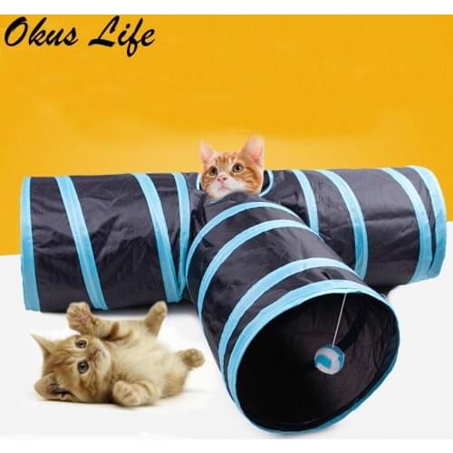 New Three Holes 1 Foldable Pet Cat Tunnel Indoor Outdoor Pet Cat Dog Training Toy for Cat Rabbit Animal Play Tunnel Tube T-joint