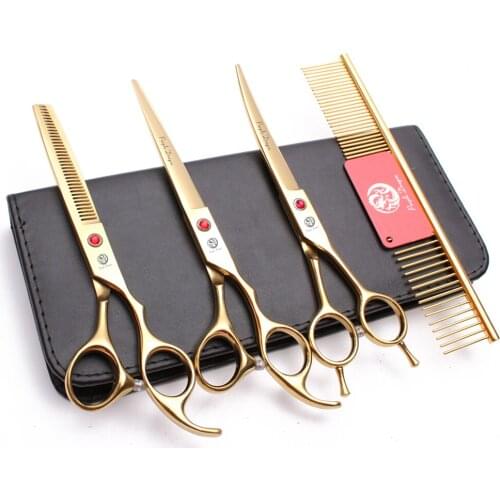 20Sets 7" Stainless Wholesale Dog Scissors Grooming Scissors Straight Shears Thinning Shears Up Curved Shears Pet Scissors Z3002