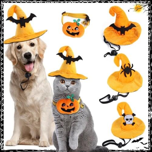 Dog Harness Halloween Collar Witch Hat For Pet Dog Cat Funny Party Cosplay Decoration Dress Up Accessories For Holiday Parties