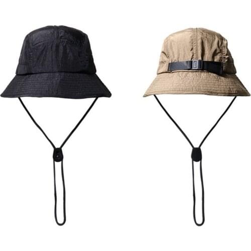 Strapback Fisherman Bucket Hat For Women Men Windproof Rope Fishing Cap Bob Panama Summer Fashion Designer Sun Hats Sunscreen