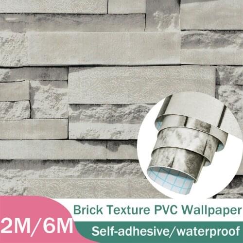Flat 3D Creative Industrial Culture Brick Stone Pattern Waterproof Self-Adhesive Stricks Clothing Bar Background Wall Wallpaper