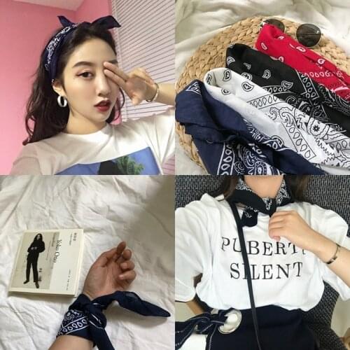 CN Fashion Cotton Bandana Headbands Square Scarf 55cm*55cm Black Red Paisley Printed Hairbands For Women/Men/Boys/Girls