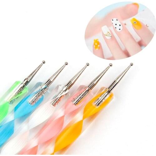 5 Pieces / Set Professional Dispenser Nail Tools Acrylic Handle Decoration Nail Art Tools Embellish Nail Dispensing Pen