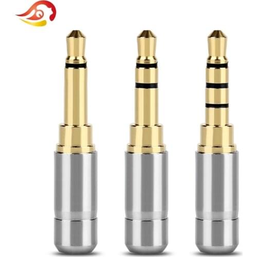 QYFANG 3.5 mm 1/8'' Stereo 2/3/4 Poles Audio Jack Earphone Plug DIY HiFi Headphone Gold Plated Copper Solder Wire Connector