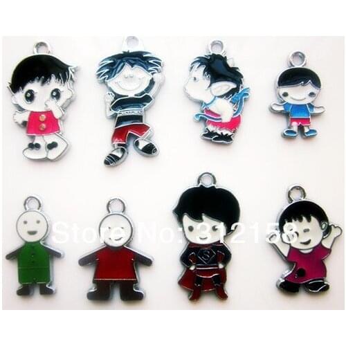 S96434782! Wholesale 10Pcs/Lots DIY Alloy Enamel mixed boy Charms Metal Charms