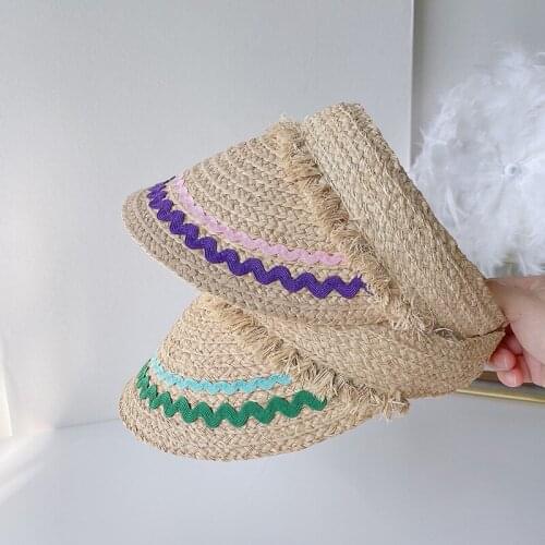 Panama Women Straw EmptyTop Girls Summer Hat Sun Protection Outdoor Sports Fishing Cap Free Size Fitted Hat Beach Chapeau Cowboy