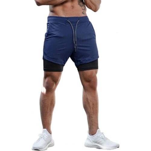 Summer Men Shorts Double-deck Adjustable Waistband Polyester Highly Elastic Running Shorts Running Jogger Sweatpants