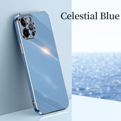 Luxury Cute Square Plating Silicone Phone Case For iPhone 13 12 11 Pro XS max SE XR 8 7 6 Plus Ultra-thin Lens Protection Funda