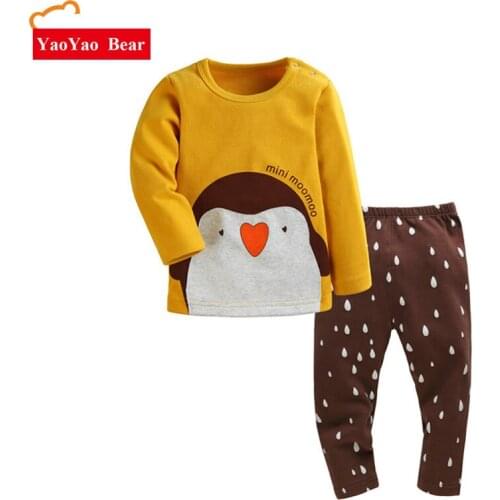 18m-3YNewborn Baby Girls Boys Penguin Tops Long Pants Outfits 2PCS Set Clothes new spring autumn toddler children infant clothes