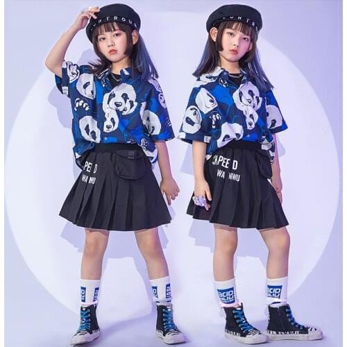 Hip Hop Jazz Dance Clothing For Girls Top A-line Skirt Girl Clothes Cheerleading Costume for Kids Street Dance Wear XS1910