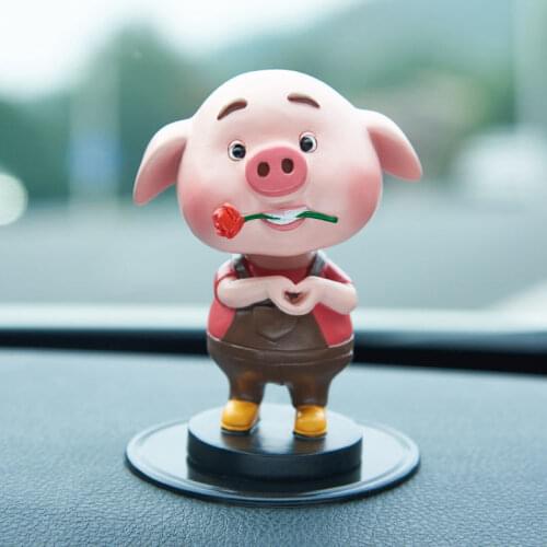 Shaking his head, cute piggy, car interior decorations, car interior center console, personalized decorations