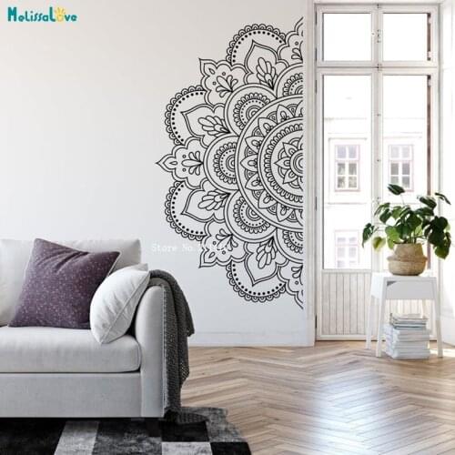 Religious Belief Mandala Flower Vinyl Wall Sticker Home Decoration Living Room Decals For Nursery Removable Murals YT3956