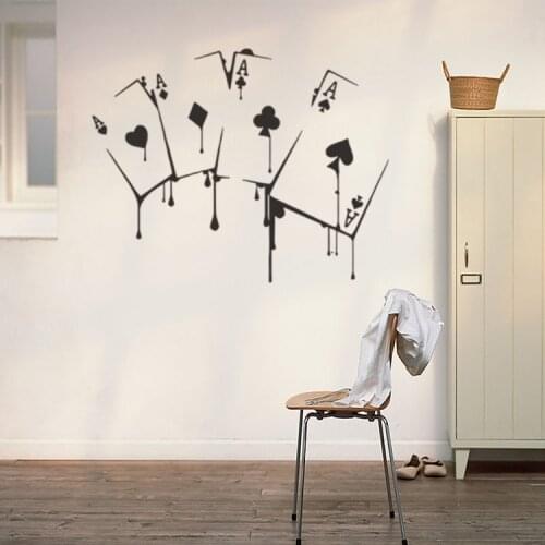 Personality poker game vinyl wall decal home decor living room diy art mural removable wall stickers