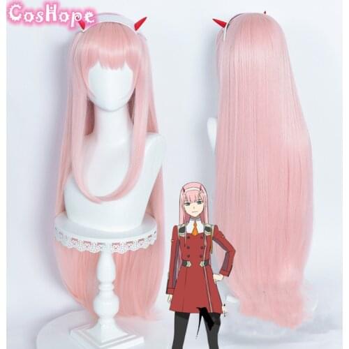 Zero Two Cosplay Darling in the Franxx Cosplay 100cm Long Wig Christmas Pink Wig Cosplay Anime Wig Heat Resistant Synthetic Wigs