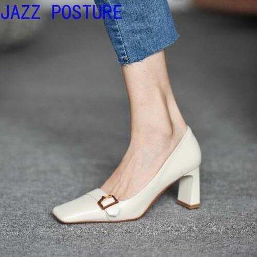 2021 spring fashion womens 7cm square high heels brown pumps designer apricot pumps ladies Valentines day shoes a53